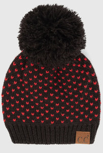 C.C. Heart Pattern Knit Beanie