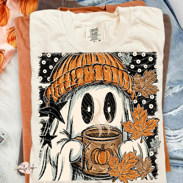 Cozy Fall Ghost Comfort Colors Tee | Ivory Graphic T-Shirt