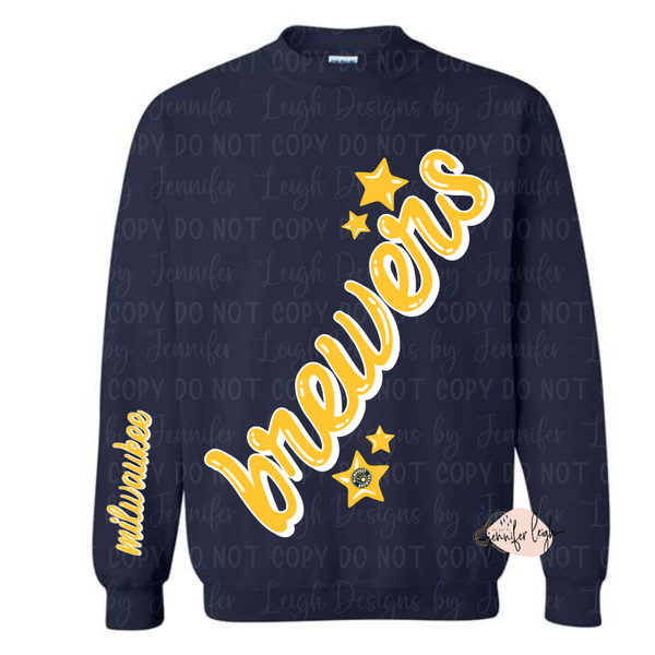 Oversized Baseball Script Crewneck
