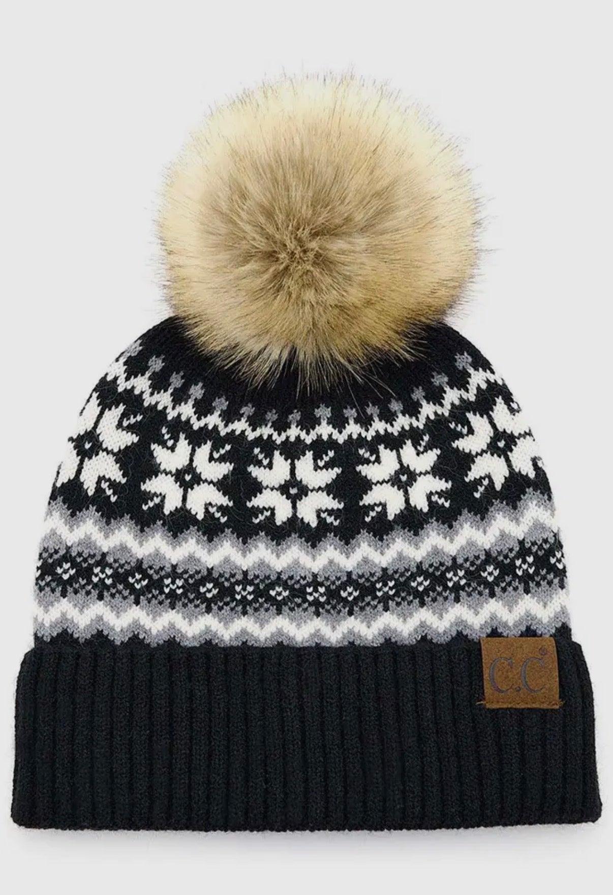 C.C. Fair Isle Nordic Beanie with Pom