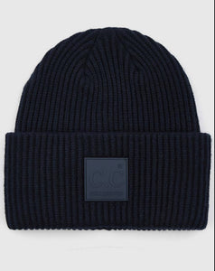 C.C. Ribbed Knit Beanie with Rubber Patch