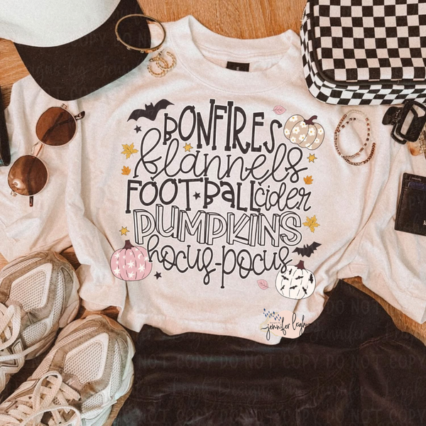 Bonfires Flannels Football Cider Pumpkins Hocus Pocus Top