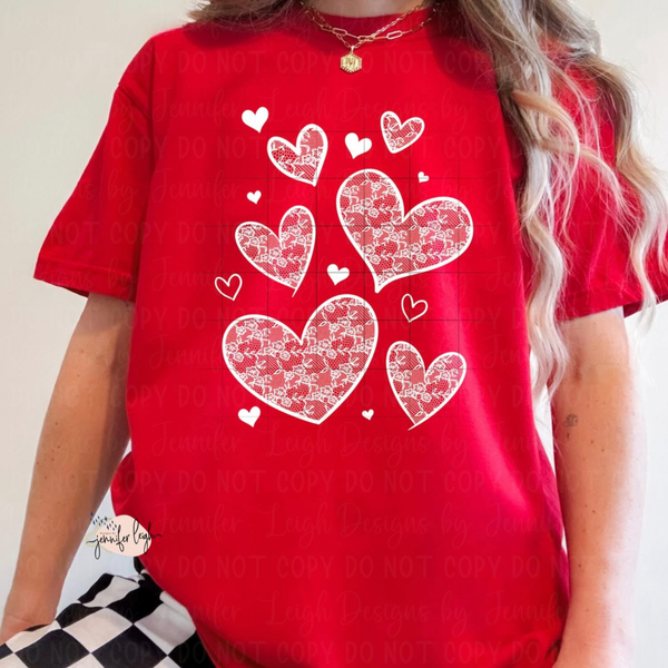 Faux Lace Hearts Valentine Tee