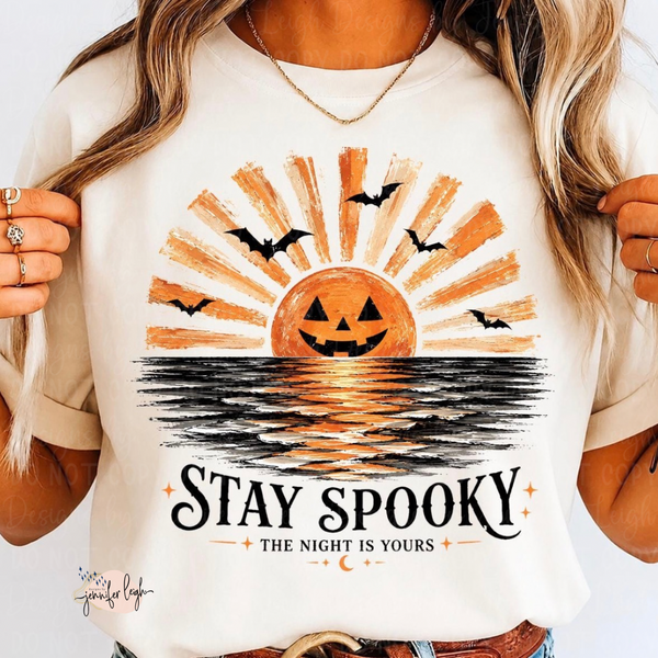 Stay Spooky Pumpkin Sunset Top