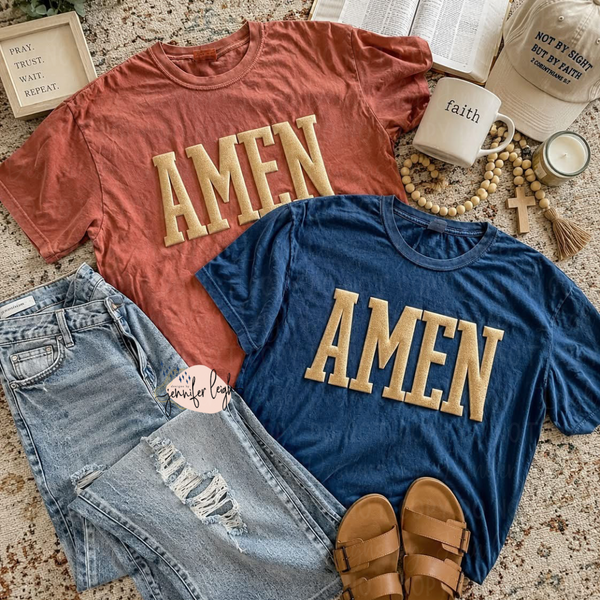AMEN Gold Metallic Puff Tee, Crewneck or Hoodie
