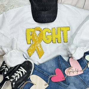 Yellow Fight Ribbon Sequin Top