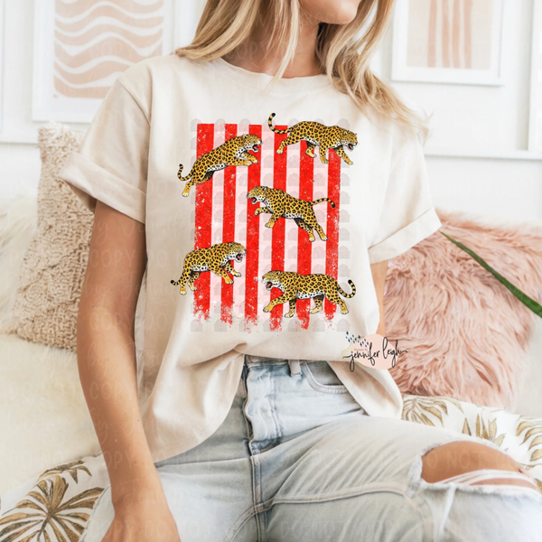 Ivory Leopard Stripe Graphic Tee