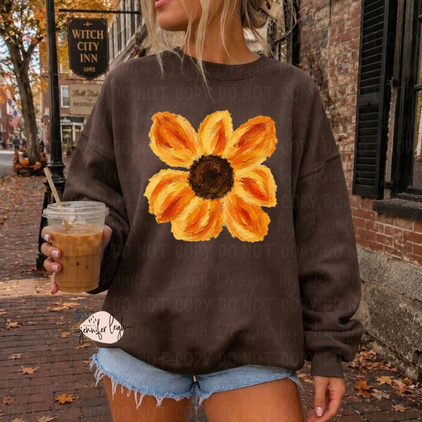 Painted Sunflower Graphic Tee, Crewneck or Hoodie | Fall Floral Sweatshirt