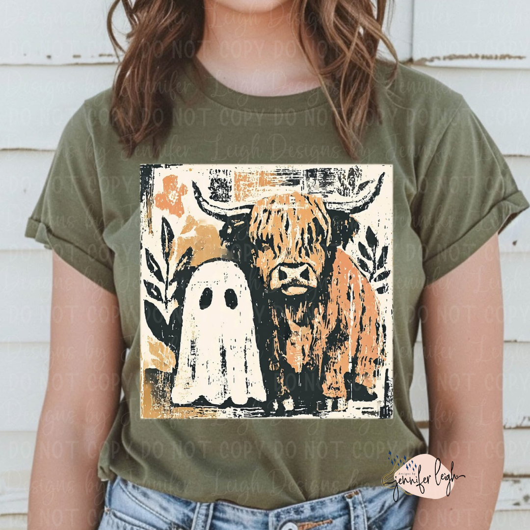 Boho Highland Cow & Ghost