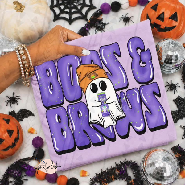 Boos & Brews Halloween Ghost Tee, Crewneck or Hoodie