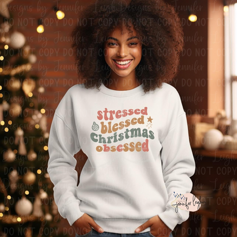Stressed Blessed Christmas Obsessed