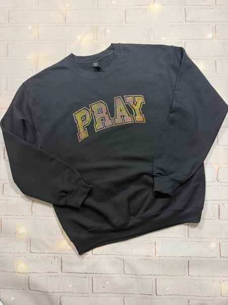 Pray Spangle Black Crewneck- Medium