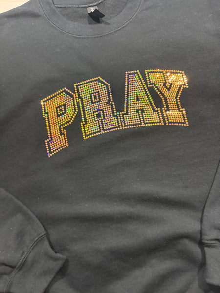 Pray Spangle Black Crewneck- Medium