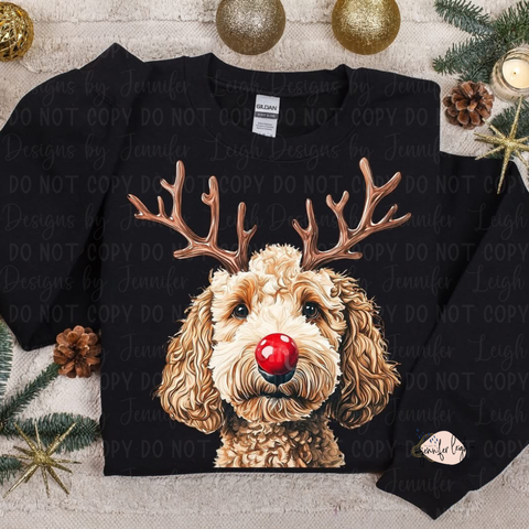 Goldendoodle Reindeer
