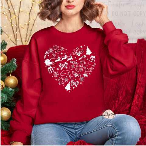 Christmas Heart Cherry Red Crewneck