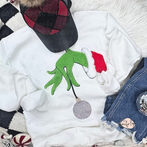 Fuzzy Hand Ornament Patch Crewneck