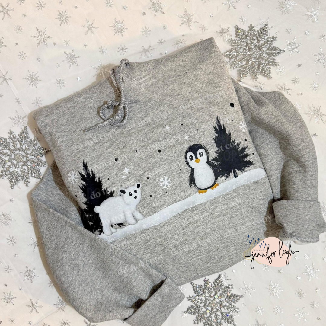 Simple Winter Penguin & Polar Bear