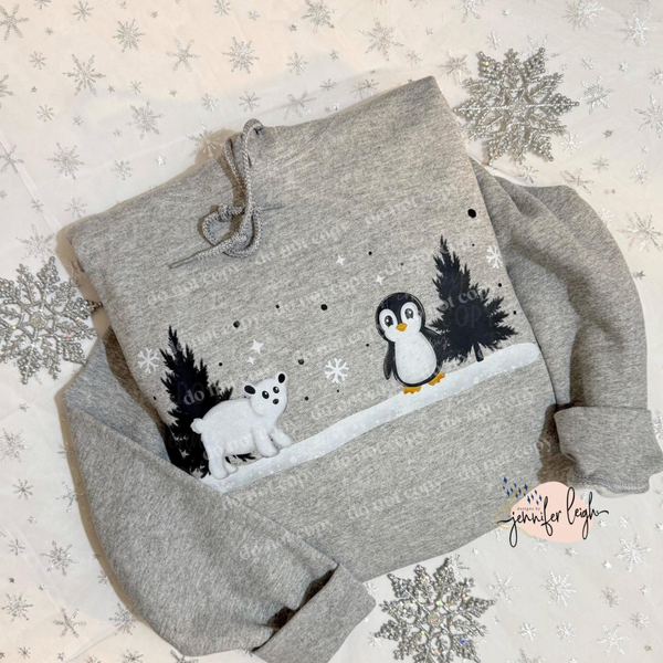 Simple Winter Penguin & Polar Bear