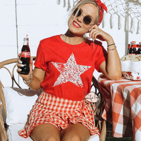 Floral Patriotic Star Tee