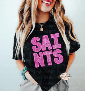 Faux Pink Sequin Saints
