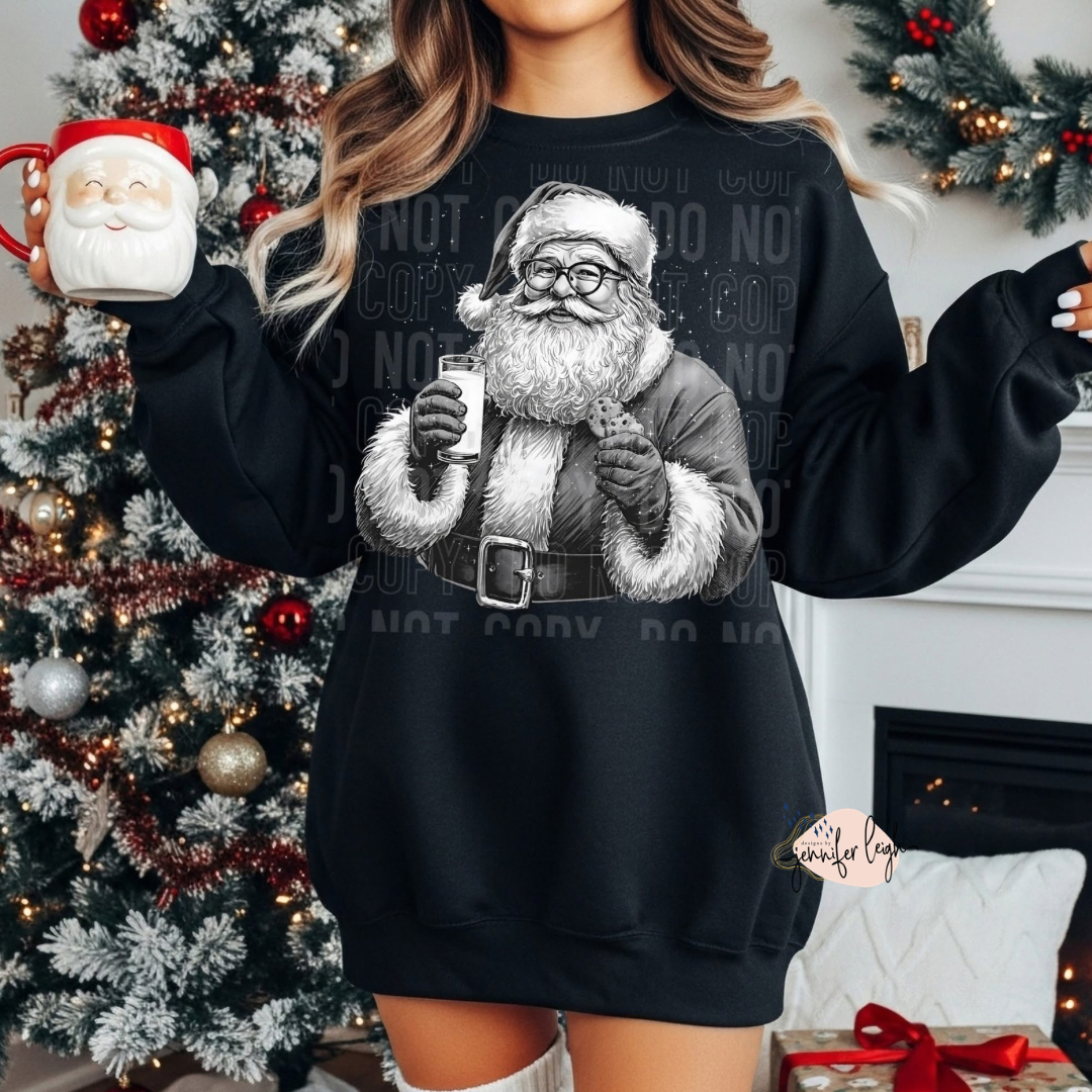 Santa with Cookies & Milk