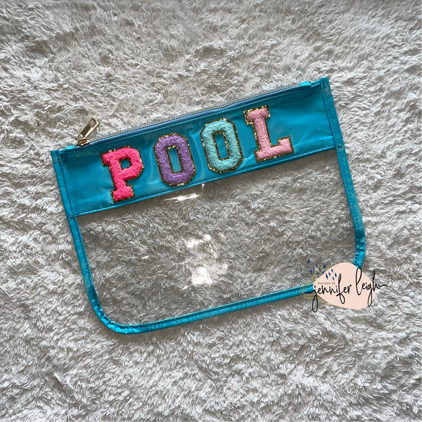 Clear Zipper Pouch with Chenille Letters